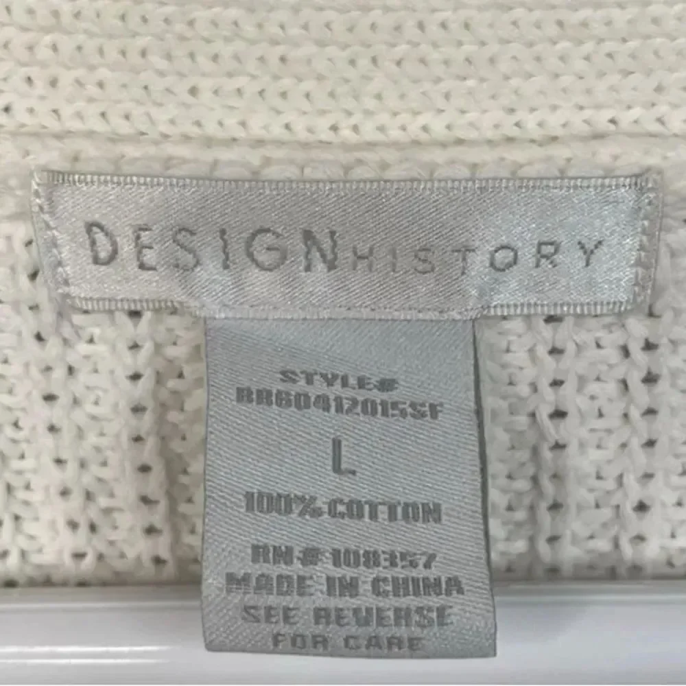 NWT SZ L Design History Rugby Cardigan in Spring Blue WIDE STRIPES